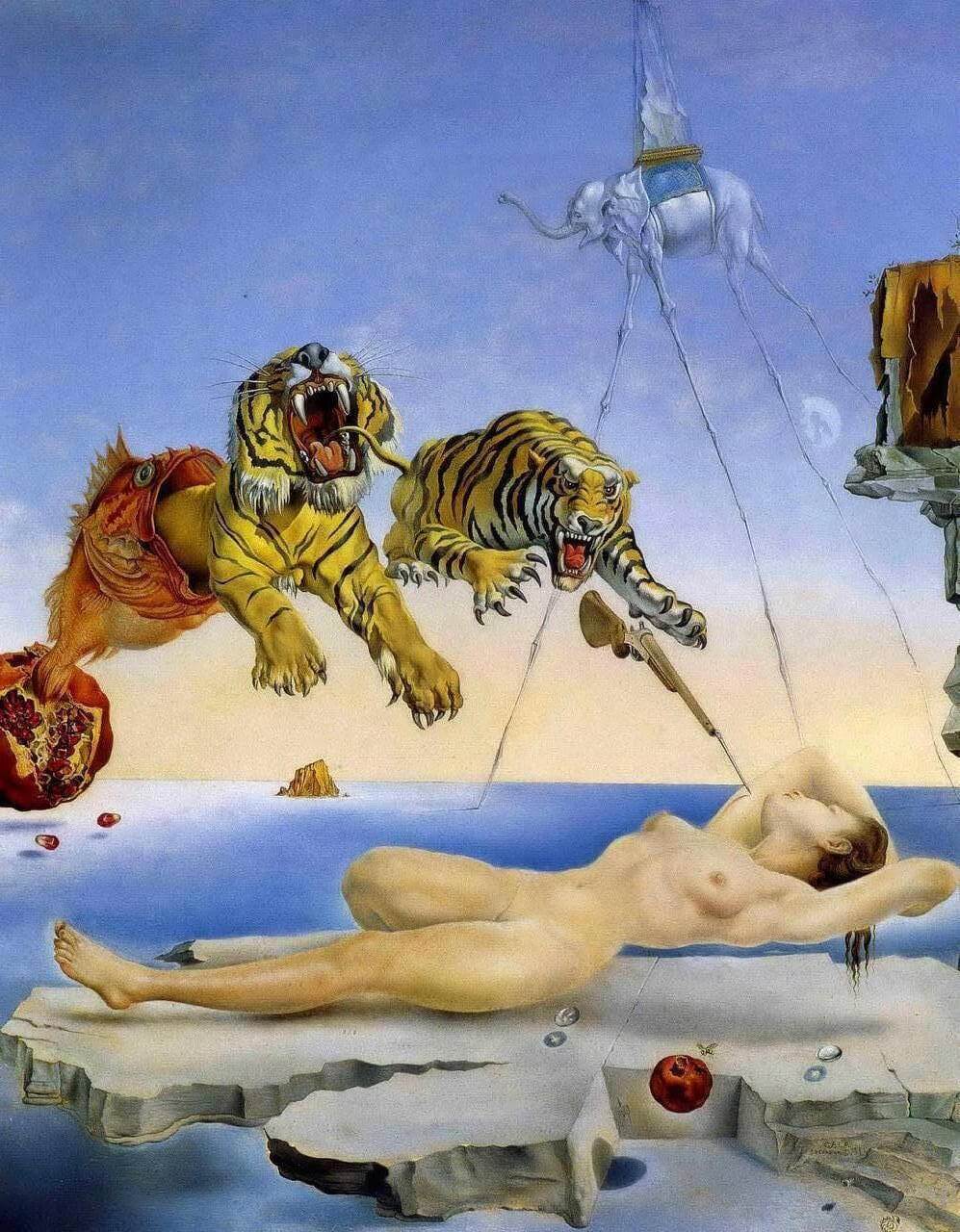 Dream Caused by the Flight of a Bee around a Pomegranate a Second Before Awakening by Salvador Dali